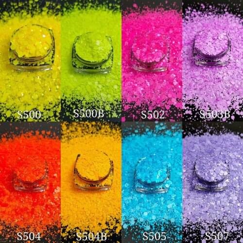 Candy Neon Hexagon Shape Slice Glitter Mixed Flakes Cosmetic Face Body Eye Shadow Nail Acrylic Gel Manicure Decoration Wholesale