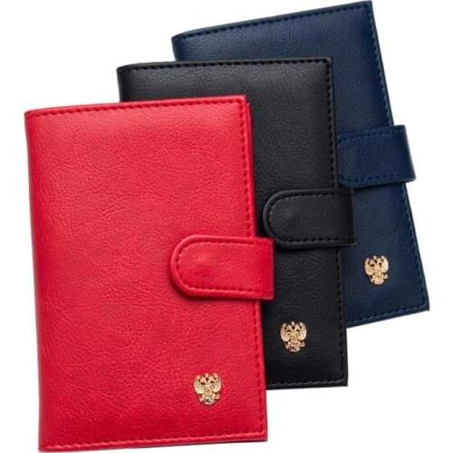 Mcneely 3 Colors Leather Travel Passport Cover Universal Size Rfid Passport Holder Organizer Case with Russia Metal Logo