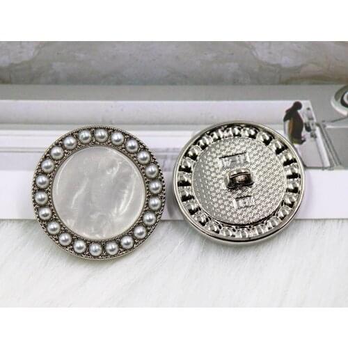 Metal & Bead Button Clothes Sweater Coat Decoration Suit Flat Good Quality Button Accessories DIY Clothing 2pcs/Lot X-005