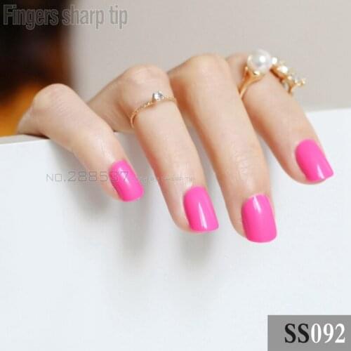 Fashion 24pcs false nails deep pink colour candy short paragraph round square head comfortable multicolor all wrapped SS092