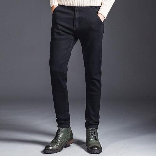 MRMT 2021 Brand Spring and Summer Black Mens Trousers Young Small Straight Barrel Stretch Slim Pants for Male Simple Jeans