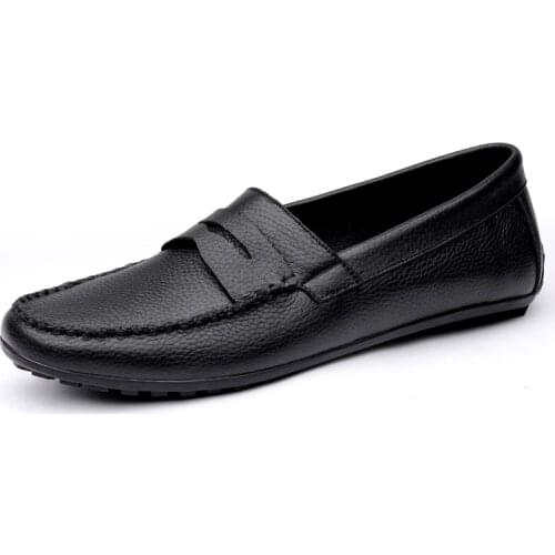 Jumpmore Men Loafers Cow Leather Shoes High Quality Casual Shoes Flat Slip On Size 37-46