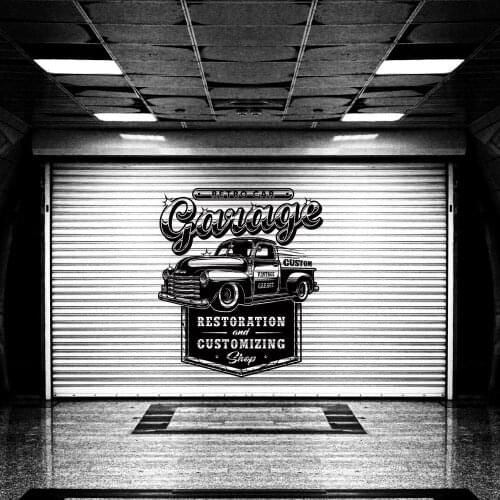 Retro Car Garage Restoration And Customization Wall Sticker Decal Sticker Car Garage Workshop Wall Art Decoration A00953