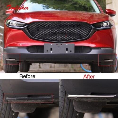 Tonlinker Exterior Car Front and Rear Bumper Conner Cover Stickers for MAZDA CX30 2020 Car Styling 6 PCS Metal Cover Stickers