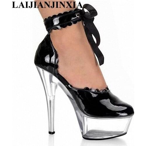 New straps 15cm High Heels Night Club Party Queen Dance Shoes Platform Pumps Sexy Women Dress Dance Pumps Shoes