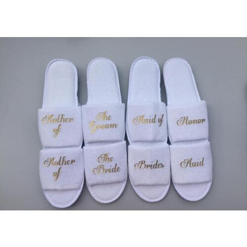 Personalized glitter bride bridesmaid groomsman spa slippers wedding birthday Hen night party favors company gifts