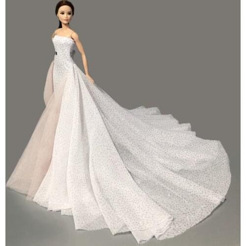 11.5" Doll Dress White Off Shoulder Princess Outfits For Barbie Clothes Wedding Gown 1/6 BJD Doll Accessories Toy Girl Best Gift