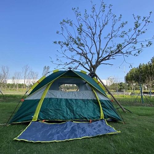 Outdoor Automatic Quick Open 190T Silver Coated Cloth Double 3-4 People Beach Camping Folding Tent One Door And Three Windows