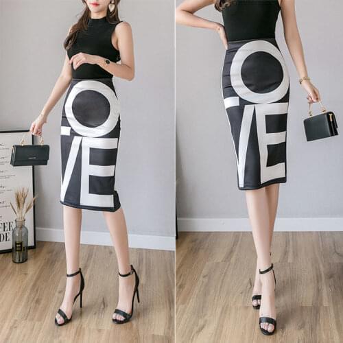 Casual skirt Mid-Length Knee-Length Split Half-Length Skirt Lady plus size skirts womens mini skirt A-Line Print skirt