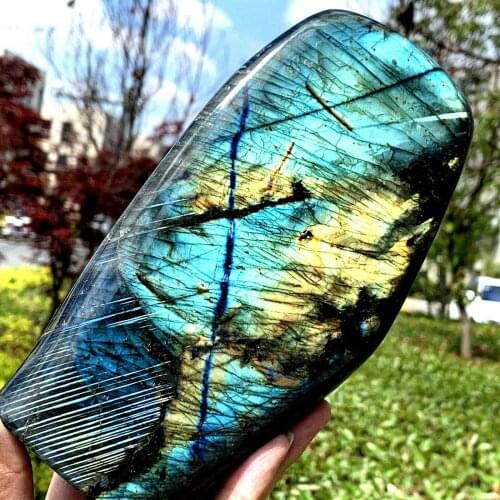 Natural Labradorite Quartz Crystal Freeform Mineral Specimen Healing