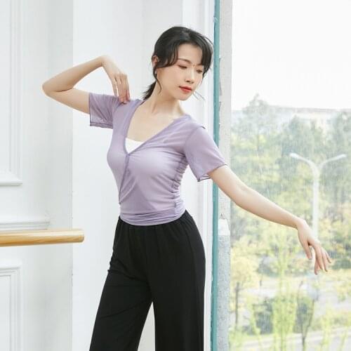 Adult Belly Dance Transparent Blouse Sheer Mesh Top Wrap Side T Shirt Yoga Fairy Costume for Women Dancing Clothes Dancer Wear