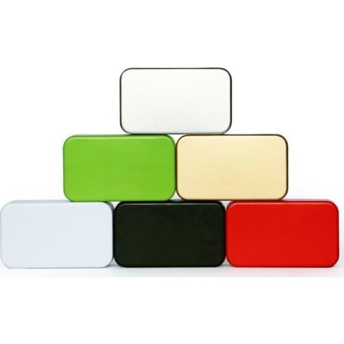 Rectangular Small Tea Tin Box Mini Metal Box 6 Colors Candy Storage Organizer Case With Lid Coins Keys Storage Cans 12pcs/lot