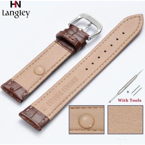 Genuine Leather Watchband For Men Women Watches Straps 14mm 15 16 17 18 19 20 21 22 23 24mm Wristbands With Tool Accessories