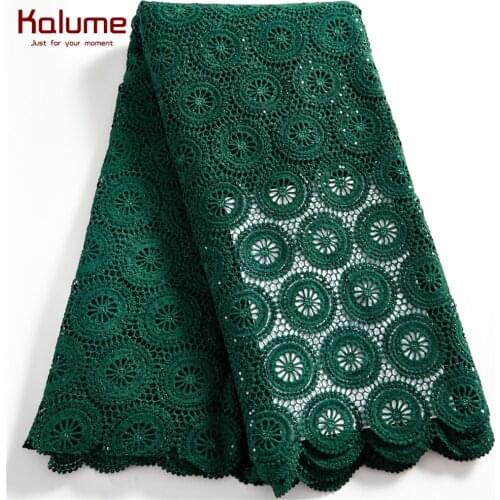 Kalume Guipure Lace Fabric Sequins 5 Yards 2021 High Quality African Nigerian Guipure Cord Lace Fabric For Diy Dress Sew H2524