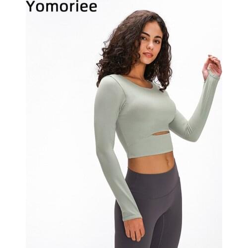 Sports Long Sleeve T-shirt Outdoor Running Slim Yoga Top For Women Breathable Workout Sweat Gym Crop Top Sexy Training Yomoriee