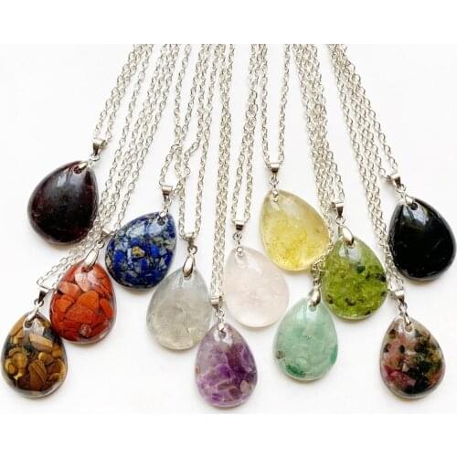 Lapis Tourmaline Moonstone Beads Chips Orgonite Energy Pendant Necklace Resin Orgone Healing Crystal Necklace Jewelry Teardrop