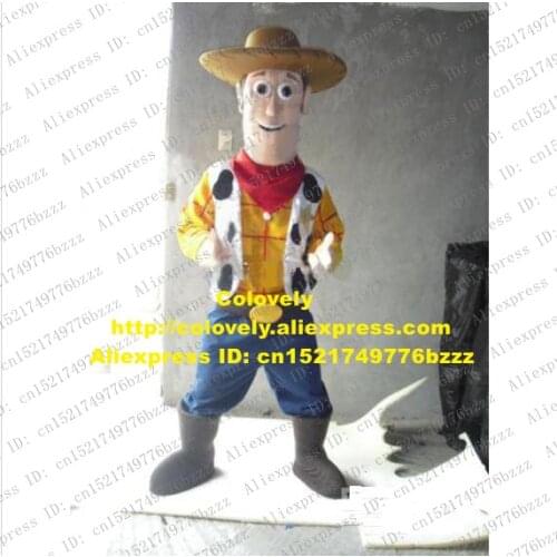 Smart Colorful Cowboy Woody Mascot Costume Mascotte Young Man Adult With Yellow T-shirt Blue Pants Black Boots No.868 Free Ship