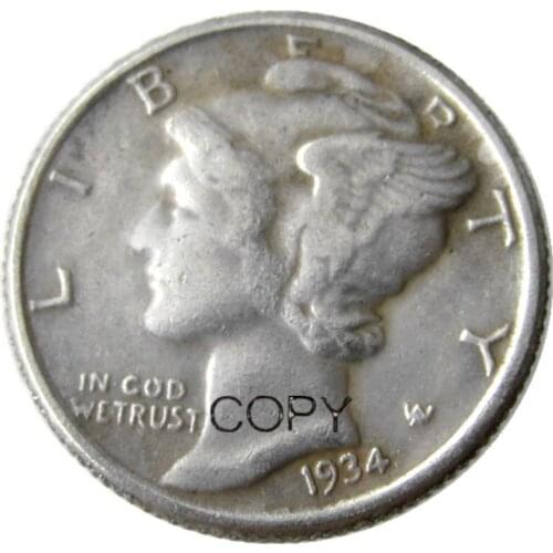US Mercury Dime 1934 P/D Silver Plated Copy Coins