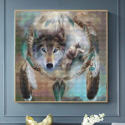 Wolf 5D DIY Full Round Diamond Painting Crafts Diamond Embroidery Animal Picture Cross Stitch Home Wall Decor