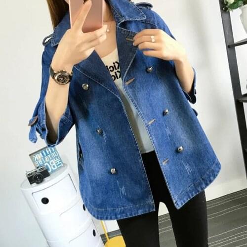 Autumn Winter Women Denim Jacket 2018 Harajuku boyfriend sexy Jean Jacket Loose Long Sleeve Female Coats Large Size FF1311
