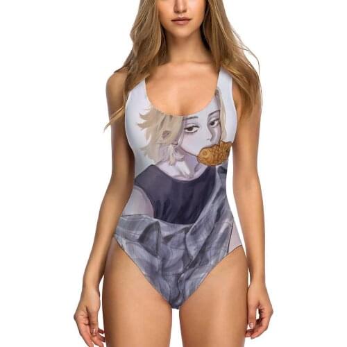 Women Swimsuit Tokyo Revengers Anime Cosplay Sexy Backless High Waist Bikinis Tummy Control Slimming Beach Bathing Swimwear Suit
