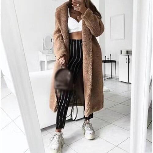 Womens Teddy Bear Fleece Fluffy Coat Jacket Long Jumper Winter Warm Outwear