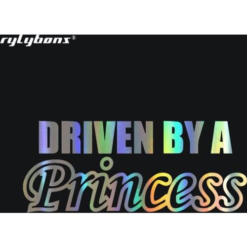 Rylybons 1 Pcs car stickers Classic Woman Driving Vinyl Car Decal DRIVEN BY A PRINCESS Car Styling decals Car Accessories