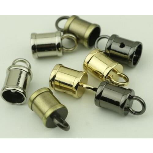 100pcs 4 Colors Bag Accessories DIY Metal Zinc Alloy Buckle Bell Pull Braided Rope Bag Buckle Leather Cord Tassel end Caps