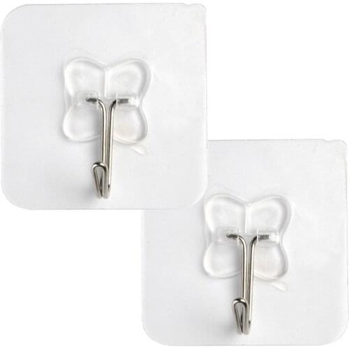 2Pcs Hooks Transparent Strong Self Adhesive Door Wall Hangers Hooks Suction Heavy Load Rack Cup Sucker for Kitchen Bathroom
