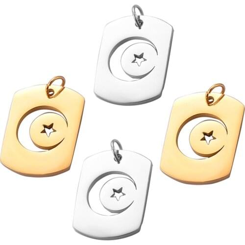 3pcs/lot Stainless Steel Crescent Moon Star Charm Necklace Pendant Bracelet Charms DIY Jewelry Making Findings Supplies Dropship