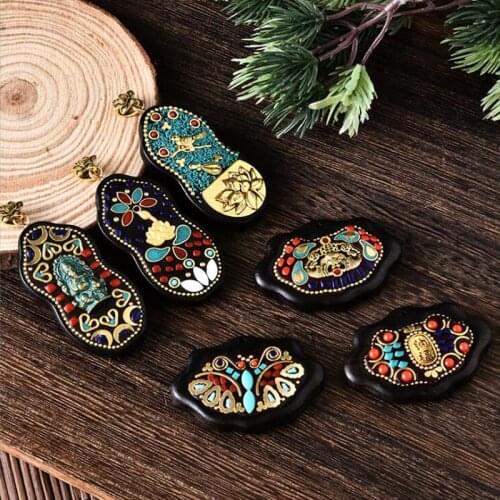 3pcs Handmade Vintage Men'woman Fashionable Wood Resin Necklace Pendant Nepal Buddhist Ethnic Bohemian Boho Buddha Lucky Jewelry