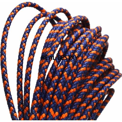 5m/lot approx 6mm blue orange Round Braided Leather Cord For Bracelet Necklace Making DIY Fashion Jewelry Findings leather diy