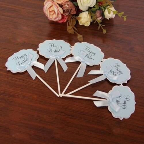 5Pcs/lot Happy Birthday Cake Topper Pink Birthday Cupcake Topper Supplies for Kids Birthday Party Cake Decorations Baby Shower