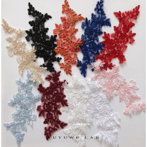 6pcs 10Colors Delicate Wedding Dress Veil Head Ornaments Lace Applique Lace Trim DIY Handmade Lace Bride Clothing Accessories