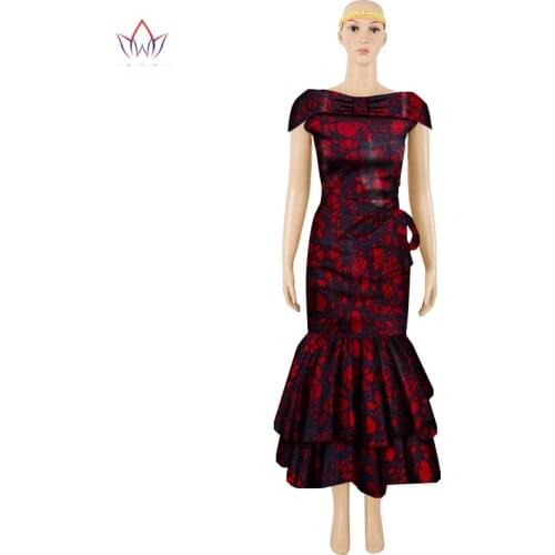 Bintarealwax African Dresses for Women New Style Bazin Riche Fashion Party Dress Dashiki Sexy Plus Size African Clothing WY1150