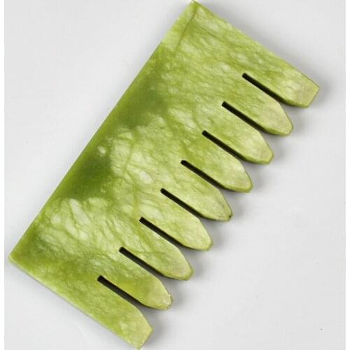 Big Natural Green Jade Massage Comb Xiuyan Jade Guasha Manual Massager Appliance Release Head Pressure Health Care Comb Tool