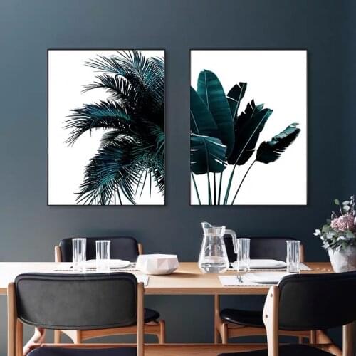 Nordic Decor Poster Tropical Plant Plantain Leaves Canvas Painting Palm Tree Leaf Wall Art Minimalism Picture for Home Design