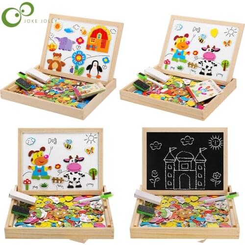 100+PCS Wooden Magnetic Puzzle Figure/Animals/ Vehicle /Circus Drawing Board 5 styles Box Educational Toys for Children Gift ZXH