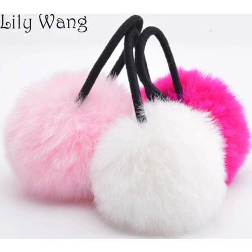 6cm Artificial Rabbit Ball Elastic Hair Bands For Women Hair Accessories Fur Ball Hair Ropes Soft Faux Mink Ball Hair Scrunchies