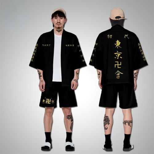 Anime Tokyo Revengers Tokyo Manji Gang Tee Short Sleeve Shorts Manjiro Sano Cosplay Cloak Shirts Kimono Tokyo Avengers Uniform