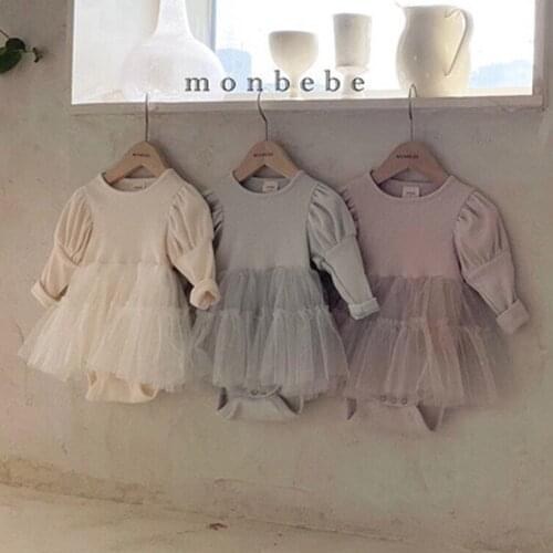 Vintage Royal Style Puff Sleeve Newborn Romper Dress Fall Winter Cozy Cotton Mesh Infant Kids Tutu Dresses for Toddler Clothing
