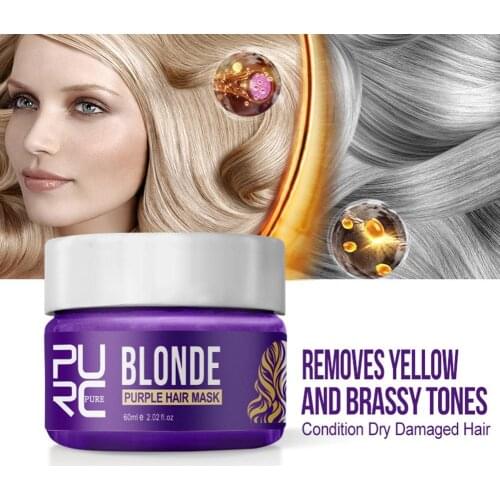 1/2pcs 60ml Purple Hair Mask Hair Toner Removes Yellow Condition Dry Damaged Hair Hair Mask For Blonde Hair Ash & Platinum Hair