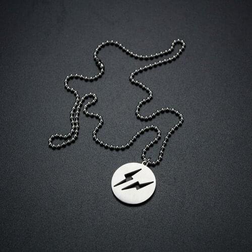 Lightning Bolt Tag Necklace in Stainless Steel Gift for Birthday Graduation Baptism Thunder Necklace Weather Necklace The Flash