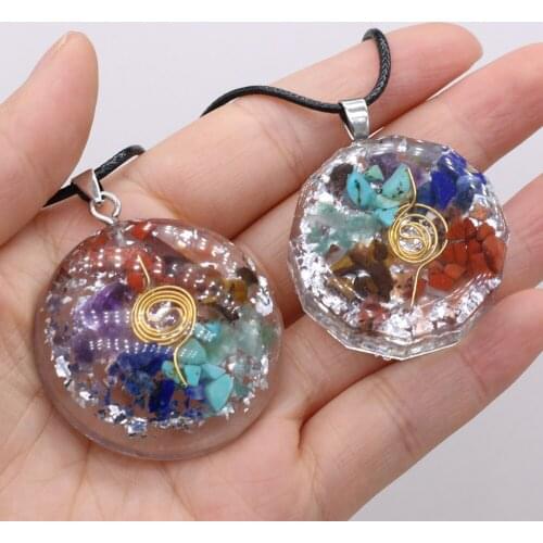 Natural Semi-precious Stone The Seven Chakras Pendant Lenght 40+5cm for Jewelry Making Necklaces Gift for Women