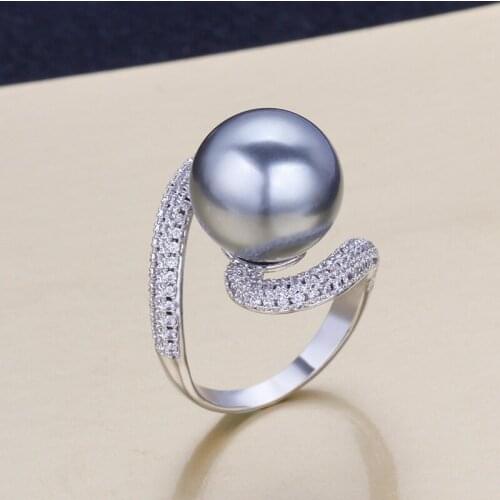 Bride Talk Simple Style Women Pearl Ring Cubic Zirconia Pave Setting Trendy Popular Finger Rings Jewelry For Wedding Anniversary