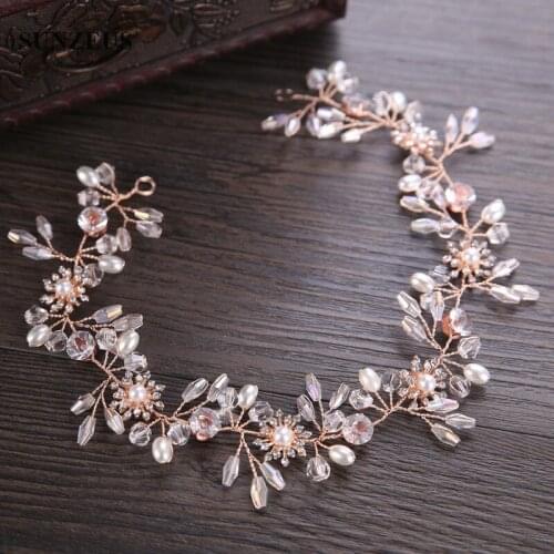 2019 New Crystal Bridal Headband Rose Gold Hair Band Wedding Chain Marriage Hair Sash SQ0260