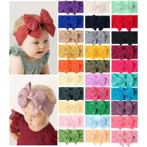 Bulk 30pc/lot Newborn Kids Handmade Wide Nylon Headbands,Knotted Hair Bow Nylon Baby Headband,Children Girls Hair Accessories