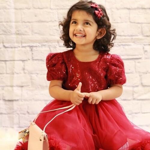 2021 Summer Sequin Big Bowkont Casual Girls Dress For Girls Princess Dresses 1st Birthday Party Dresses Headband 2pcs 3-24 Month