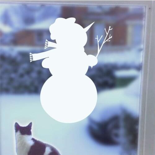 Lovely Snowman Wall Stickers For Shop Home Decor Diy Window Decal White Christmas Festival Wall Vinyl Mural Art
