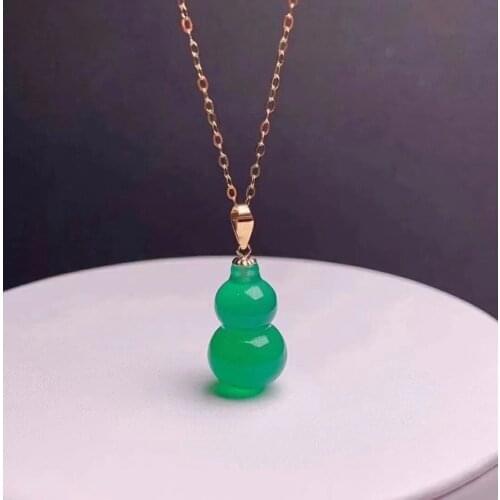 SHILOVEM 18k yellow gold natural green chalcedony pendants none necklace new wholesale Fine women gift new mymz10176682ys